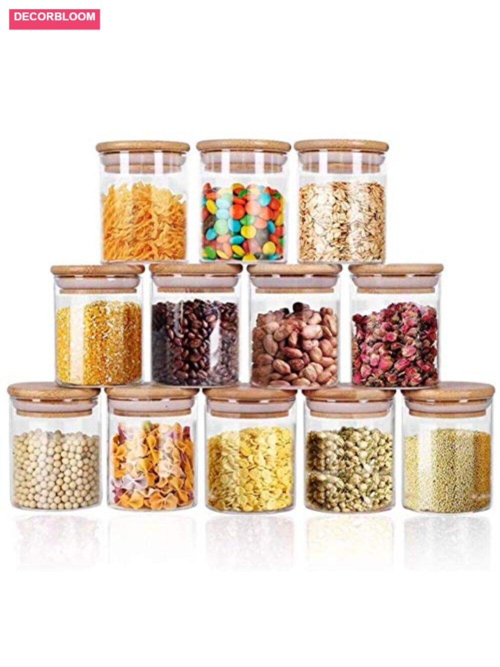 12-Pack 9OZ Glass Jars with Bamboo Airtight Lids & Labels